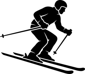 Fototapeta premium Skier in motion with skis and poles on white background