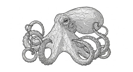 Detailed illustration of an octopus with eight tentacles. © Mutmainah