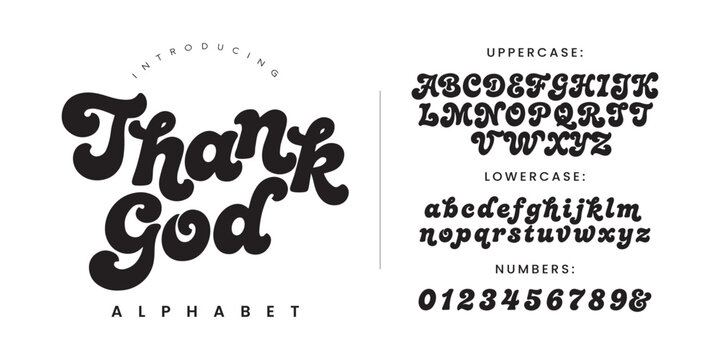 Thank God bold retro groovy display font for creative vintage poster and t shirt design projects