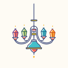 Fototapeta premium Colorful Chandelier Illustration