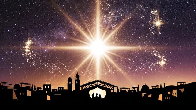 The Nativity Scene Under the Star of Bethlehem.