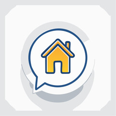 Fototapeta premium House Icon Inside Speech Bubble
