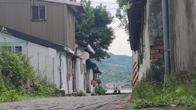 View of bike path, New Taipei City, Taiwan &ndash; May 12, 2026: Views of Danjiang Bridge, New Taipei City, Taiwan