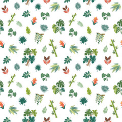 Tropical plants seamless pattern with exotic leaves on white background © Богдана Яким