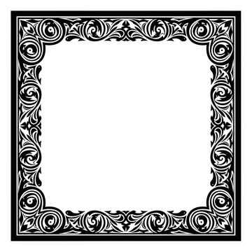 Ornate decorative square frame with vintage floral swirl patterns