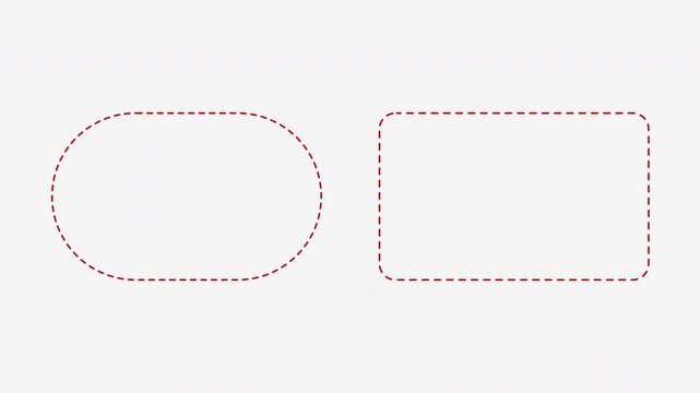 Dotted line oval and rounded rectangle outlines on transparent background