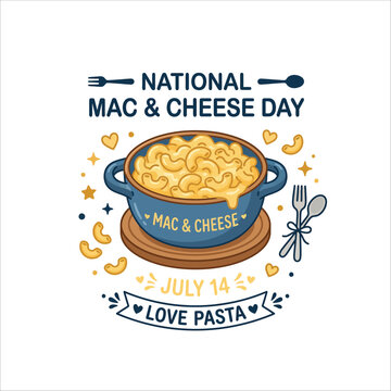 National Mac and Cheese Day July 14 Cute Illustration