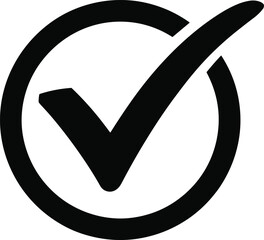 Tick mark black icon vector on white background. © Rokaiya