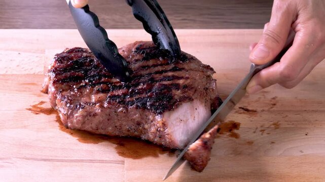 Grilled Beef Brisket with Jaew Sauce wooden cutting board