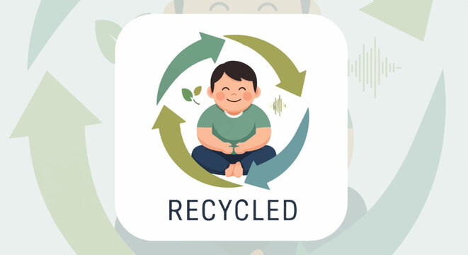Ecology and recycling concept with circular arrows and face