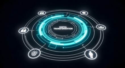Fototapeta premium Digital Transformation Concept Futuristic Circle Icons