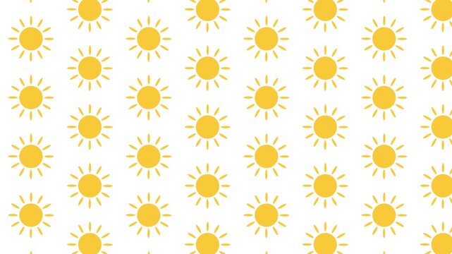 White Background Repeating Sunshine Pattern Motion Graphic Seamless Animated Loop 4K 60fps