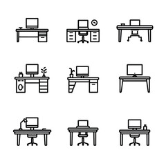 Fototapeta premium Variety of office desks with computers.