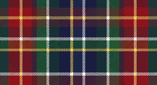 Classic Tartan Plaid Pattern Seamless Fabric Texture - Red, Green, Blue, Yellow