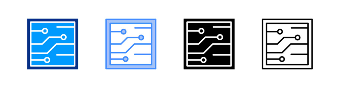 Circuit Multiple Style Icon Set Vector 