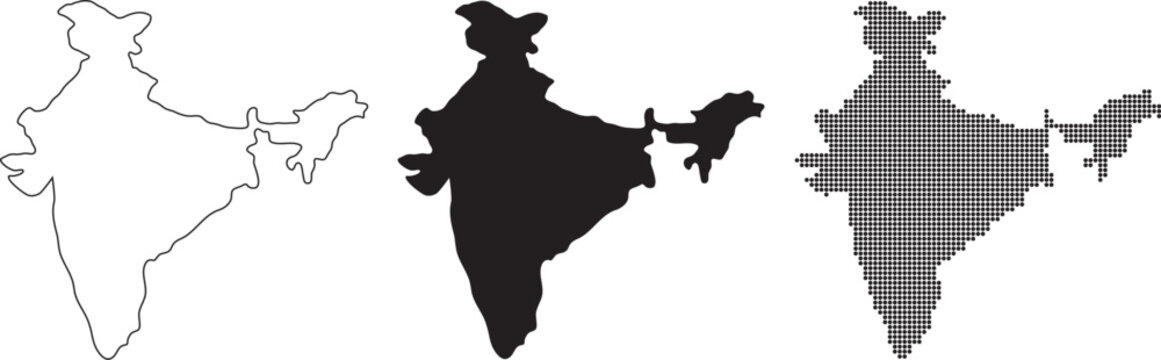 india map outline silhouette dotted vector set geographic country shape design illustration pack