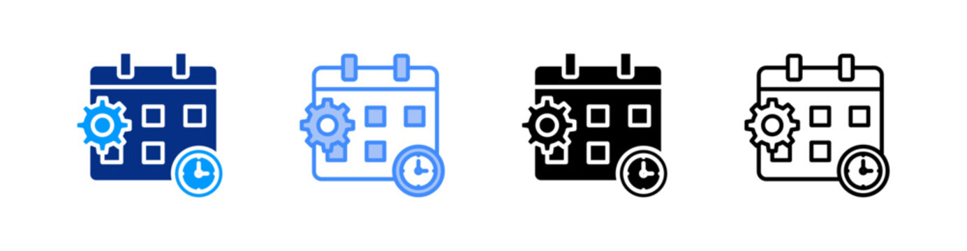 Schedule Multiple Style Icon Set Vector 