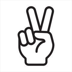 Obraz premium Minimalist peace sign hand outline.