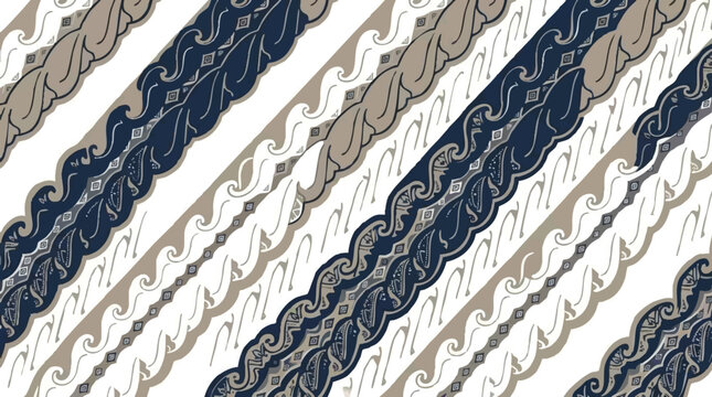 Traditional Indonesian Batik Parang Pattern in Muted Tones