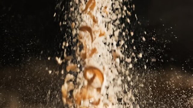 Explosion of Flour and Egg Shells in MidAir.