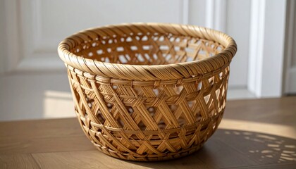 Fototapeta premium Handmade Woven Basket with Natural Rustic Texture