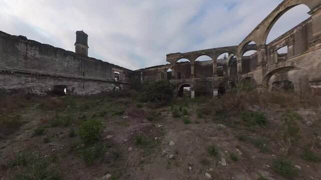 Abandoned former caxcantla hacienda ruins in puebla