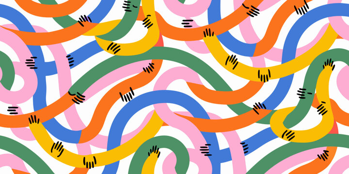 Colorful abstract wave pattern with black linear details modern vector illustration high quality professional detailed