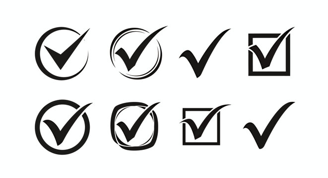 Assorted circular check mark icons in black badges for design and UI projects.