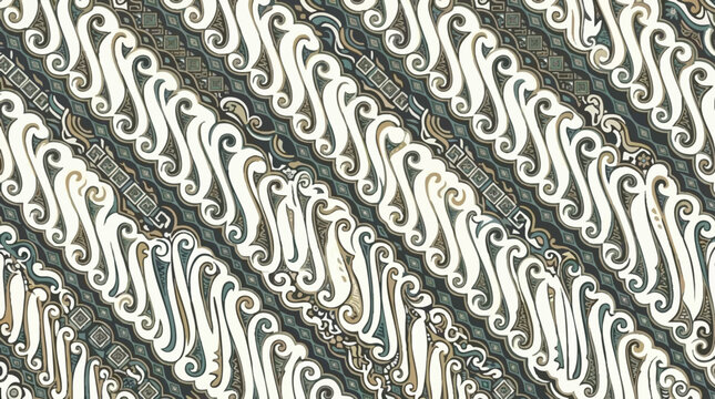 Traditional Javanese Parang Batik Pattern with Muted Tones