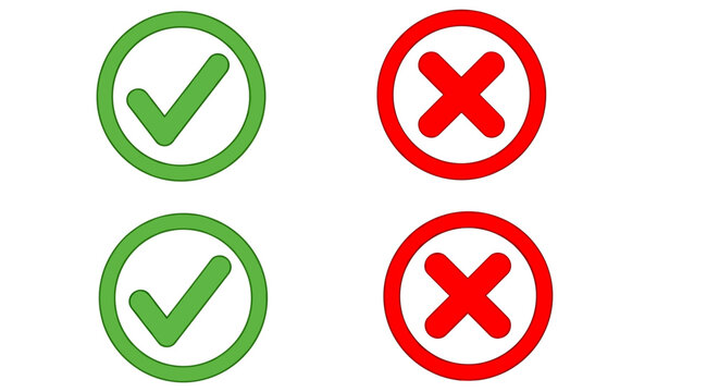 Icons showing green check marks and red crosses indicating correct and incorrect choices.