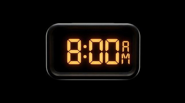 Digital clock display showing 8 00 am on black background with orange glow