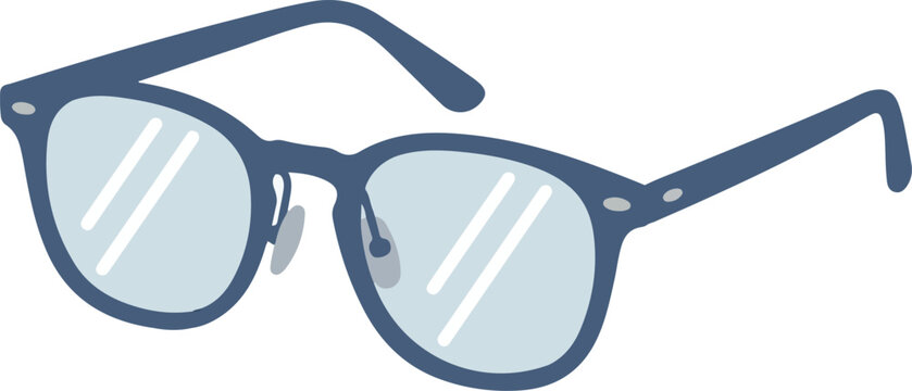 Pair of modern blue eyeglasses clear lenses with reflection eyeglasses spectacles accessory