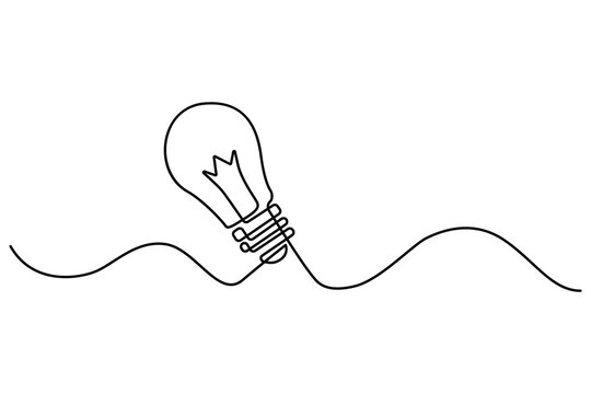Electric bulb continuous single line outline minimalist hand drawn illustration