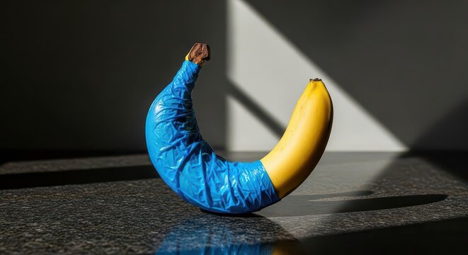 Blue and yellow banana.