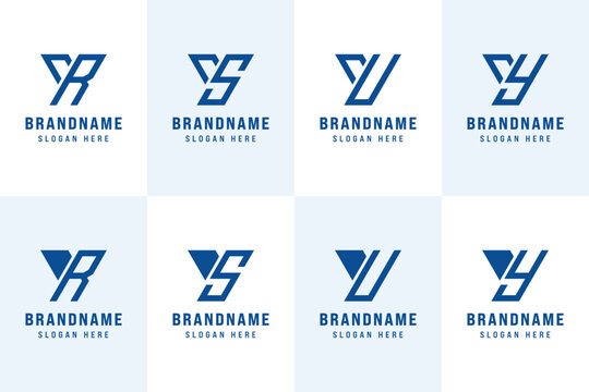 Letters YR YS YU YY Logo Set, for RY YR SY YS UY YU Y Y Initials Brand