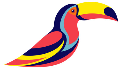 Naklejka premium Colorful Toucan Bird Icon, Tropical Vector Illustration, Rainbow Avian Graphic, Bird Logo Design