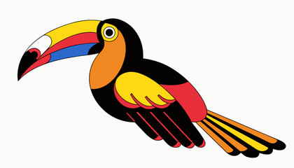 Naklejka premium Vibrant Toucan Bird, Colorful Tropical Illustration, Exotic Fowl, Vector Graphic