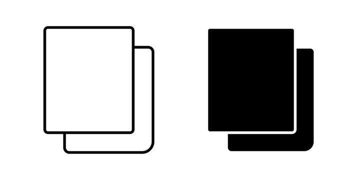 Document copy icon in outline and solid style, isolated on white background. Ideal for file management, content replication, and productivity tools in mobile and web design.