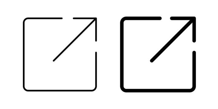 External link icon in outline and solid style, isolated on white background. Ideal for web navigation, URL redirection, and browser apps in mobile and web design.