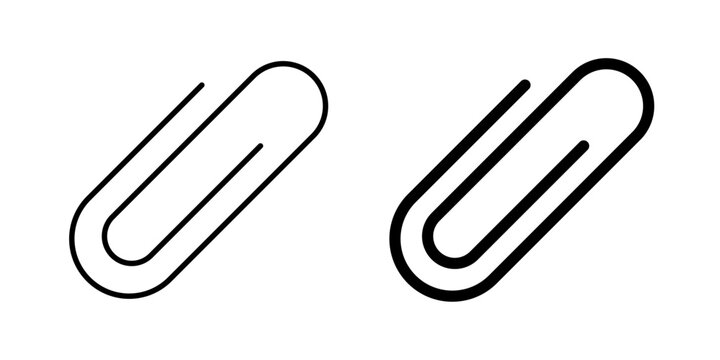
Paperclip icon in outline and solid style, isolated on white background. Ideal for file attachment, document sharing, and email apps in mobile and web design