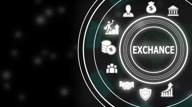 Digital exchange platform interface featuring financial growth and global business network connectivity for modern corporate investment and stock market trading