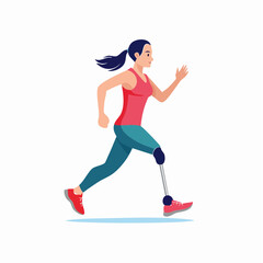 Fototapeta premium Woman with Prosthetic Leg Running