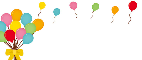 風船の束のイラスト背景素材 デコレーション向け素材/Illustration background material of a bunch of balloons © Moe Hosokawa