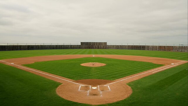 Baseball field with green grass.