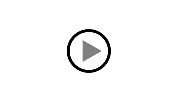 Simple play button icon on a white background for media playback and streaming services. Symbolizing start, action, and media playback.