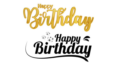 Obraz premium Happy Birthday illustration isolated on transparent background, festive decorative design element for greeting cards, party invitations and celebration graphics.