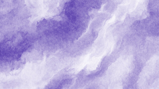 Purple and white abstract watercolor texture background with soft swirling cloud like patterns