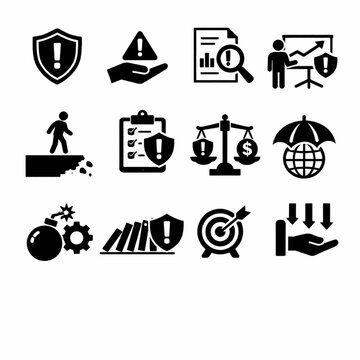 Risk Management and Business Continuity Vector Pack &ndash; Threat Assessment Crisis Mitigation Compliance and Operational Risk Symbols