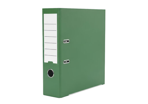 Green vertical file binder with metal fasteners
