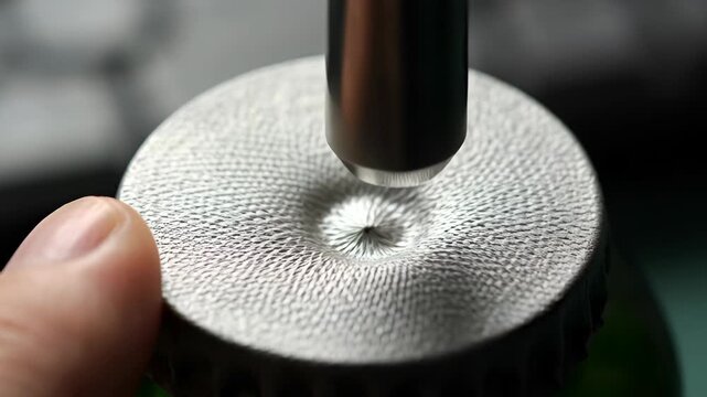 Precision Engraving Machine Creates Intricate Spiral Pattern on Metal Bottle Cap